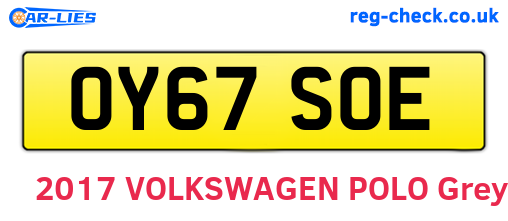 OY67SOE are the vehicle registration plates.