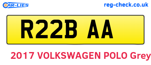 R22BAA are the vehicle registration plates.