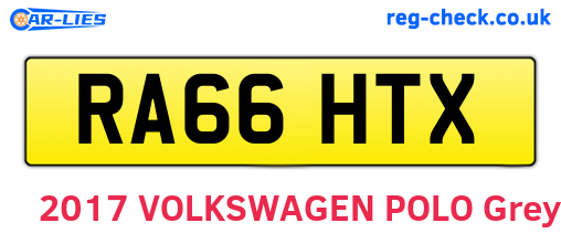 RA66HTX are the vehicle registration plates.