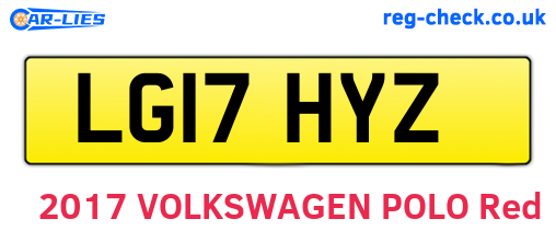 LG17HYZ are the vehicle registration plates.