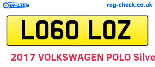 LO60LOZ are the vehicle registration plates.