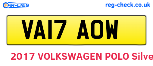 VA17AOW are the vehicle registration plates.