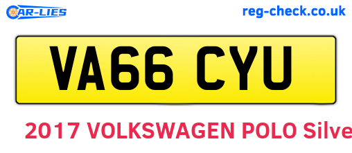VA66CYU are the vehicle registration plates.