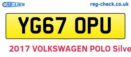 YG67OPU are the vehicle registration plates.