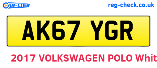 AK67YGR are the vehicle registration plates.
