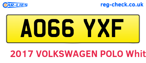 AO66YXF are the vehicle registration plates.