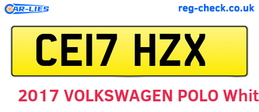 CE17HZX are the vehicle registration plates.