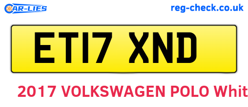 ET17XND are the vehicle registration plates.