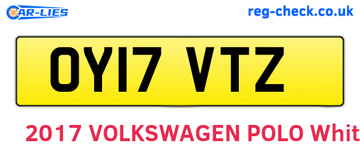 OY17VTZ are the vehicle registration plates.