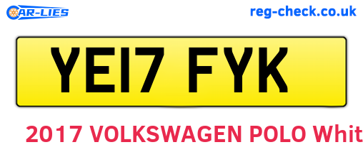 YE17FYK are the vehicle registration plates.
