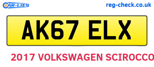 AK67ELX are the vehicle registration plates.