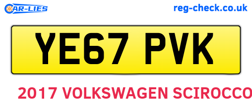 YE67PVK are the vehicle registration plates.