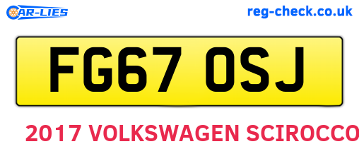 FG67OSJ are the vehicle registration plates.