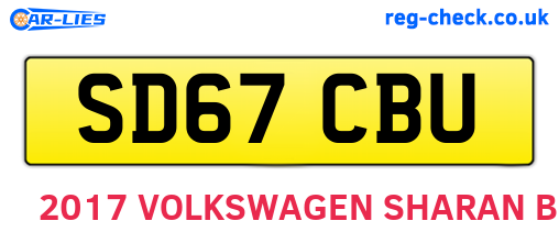 SD67CBU are the vehicle registration plates.
