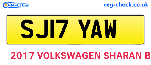 SJ17YAW are the vehicle registration plates.