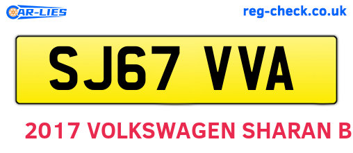 SJ67VVA are the vehicle registration plates.