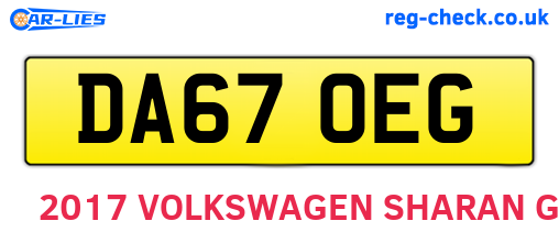 DA67OEG are the vehicle registration plates.