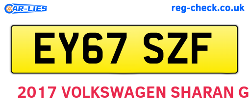 EY67SZF are the vehicle registration plates.
