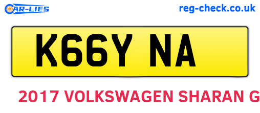 K66YNA are the vehicle registration plates.