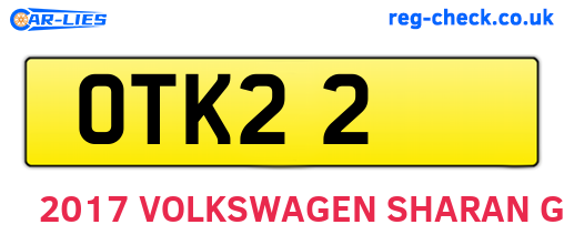 OTK22 are the vehicle registration plates.