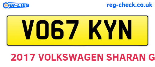 VO67KYN are the vehicle registration plates.