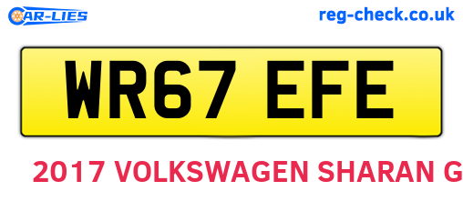 WR67EFE are the vehicle registration plates.