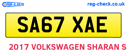 SA67XAE are the vehicle registration plates.