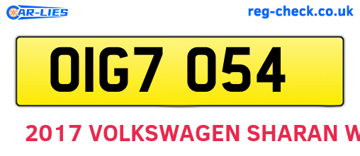 OIG7054 are the vehicle registration plates.
