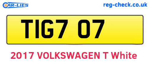 TIG707 are the vehicle registration plates.