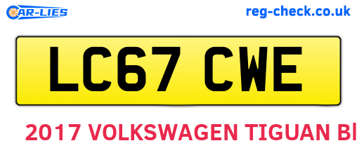 LC67CWE are the vehicle registration plates.