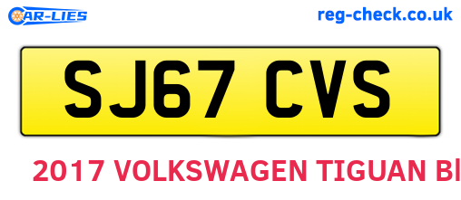 SJ67CVS are the vehicle registration plates.