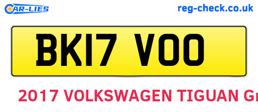 BK17VOO are the vehicle registration plates.