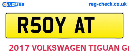 R50YAT are the vehicle registration plates.
