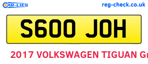 S600JOH are the vehicle registration plates.