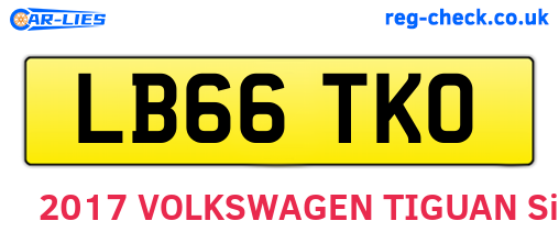 LB66TKO are the vehicle registration plates.