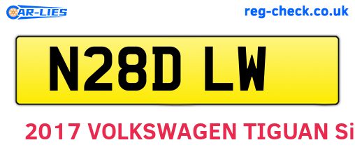 N28DLW are the vehicle registration plates.