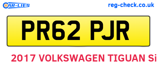 PR62PJR are the vehicle registration plates.