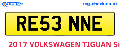 RE53NNE are the vehicle registration plates.