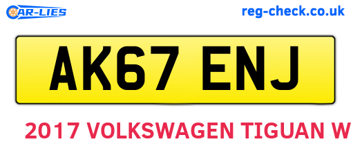 AK67ENJ are the vehicle registration plates.