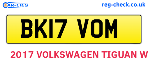 BK17VOM are the vehicle registration plates.