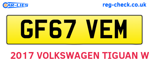 GF67VEM are the vehicle registration plates.