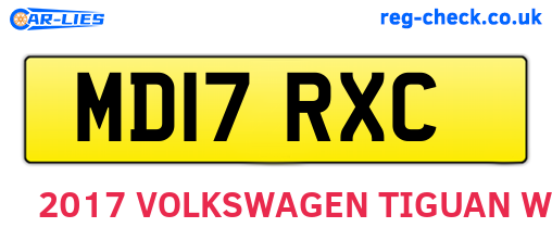 MD17RXC are the vehicle registration plates.