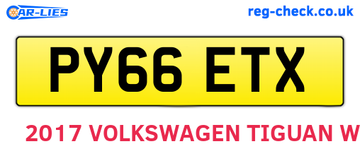PY66ETX are the vehicle registration plates.