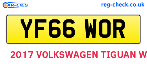 YF66WOR are the vehicle registration plates.