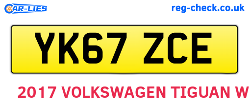 YK67ZCE are the vehicle registration plates.