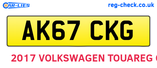 AK67CKG are the vehicle registration plates.
