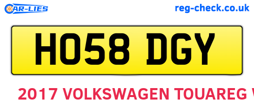HO58DGY are the vehicle registration plates.