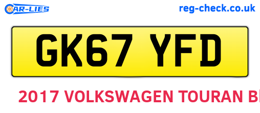 GK67YFD are the vehicle registration plates.