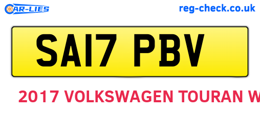 SA17PBV are the vehicle registration plates.