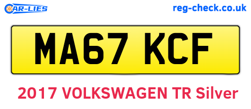 MA67KCF are the vehicle registration plates.